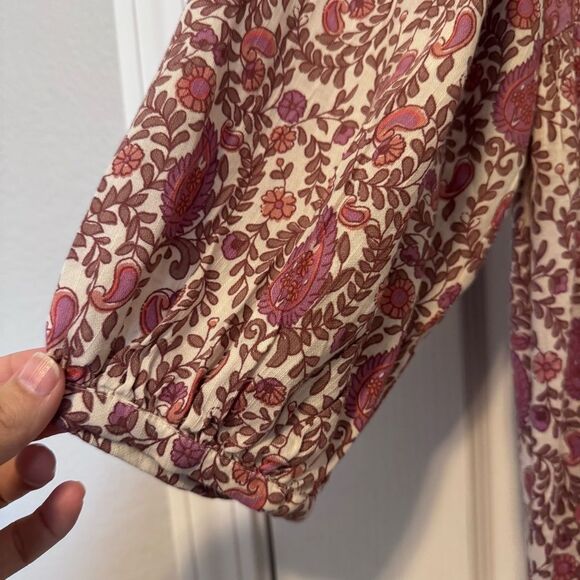 Lucky Brand Pink Multi Print Mix Boho Peasant Style Blouse Women’s Size Large - Picture 5 of 13